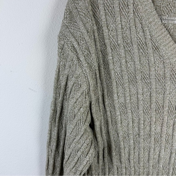 Peruvian Connection 100% Pima Cotton Long sleeve v-neck cable knit sweater M - Picture 4 of 12